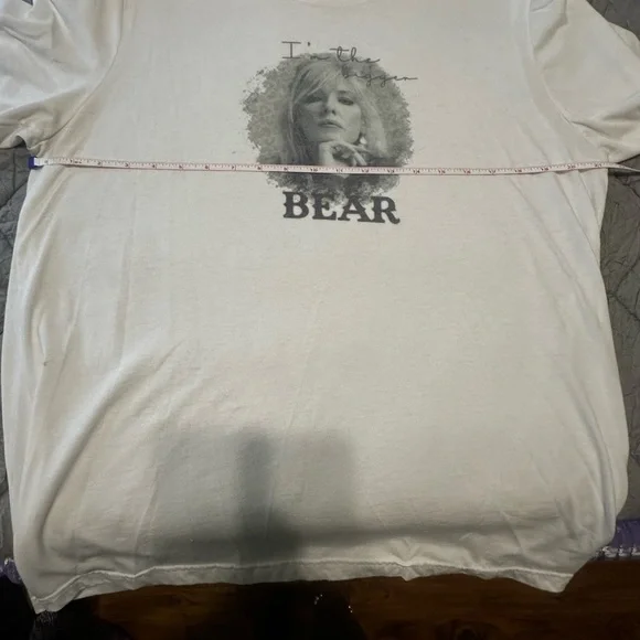 White T-Shirt with Graphic Portrait and Text - Picture 3 of 3